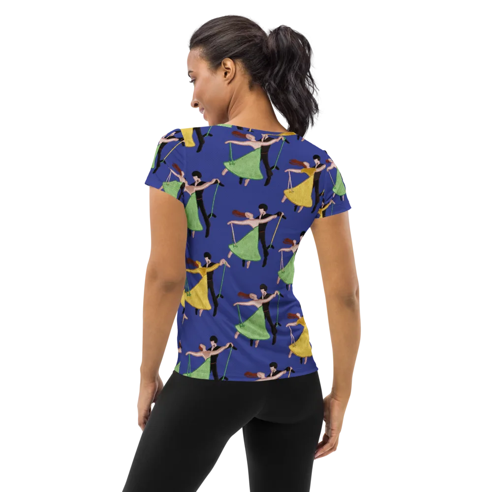 Swingtime Silhouettes on Women's Athletic T-Shirt — Back