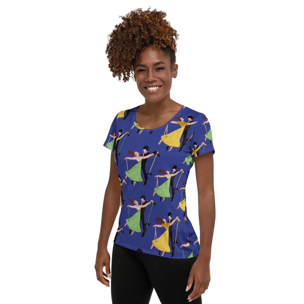 Swingtime Silhouettes on Women's Athletic T-Shirt — Left