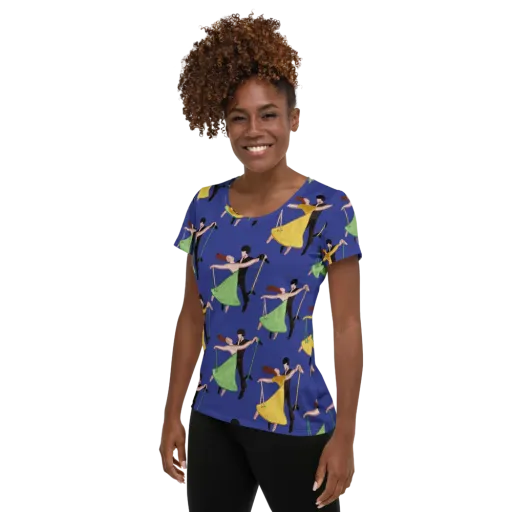 Swingtime Silhouettes on a Women's Athletic T-Shirt