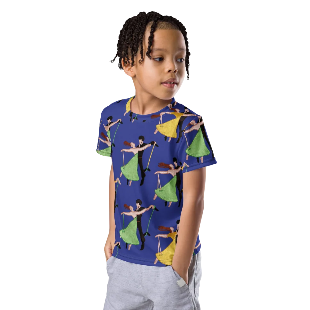 Swingtime Silhouettes on Kids Crew Neck T-Shirt — Left Front