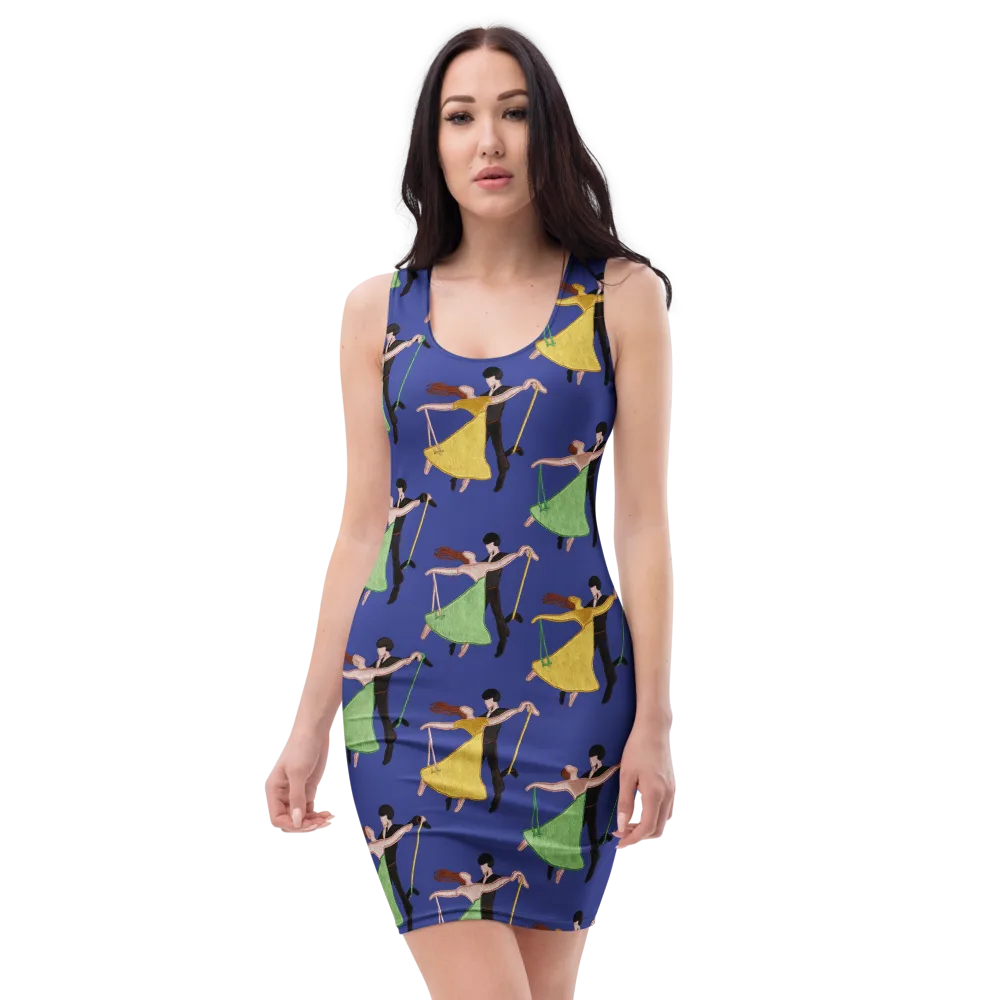 Swingtime Silhouettes on Bodycon Dress — Front