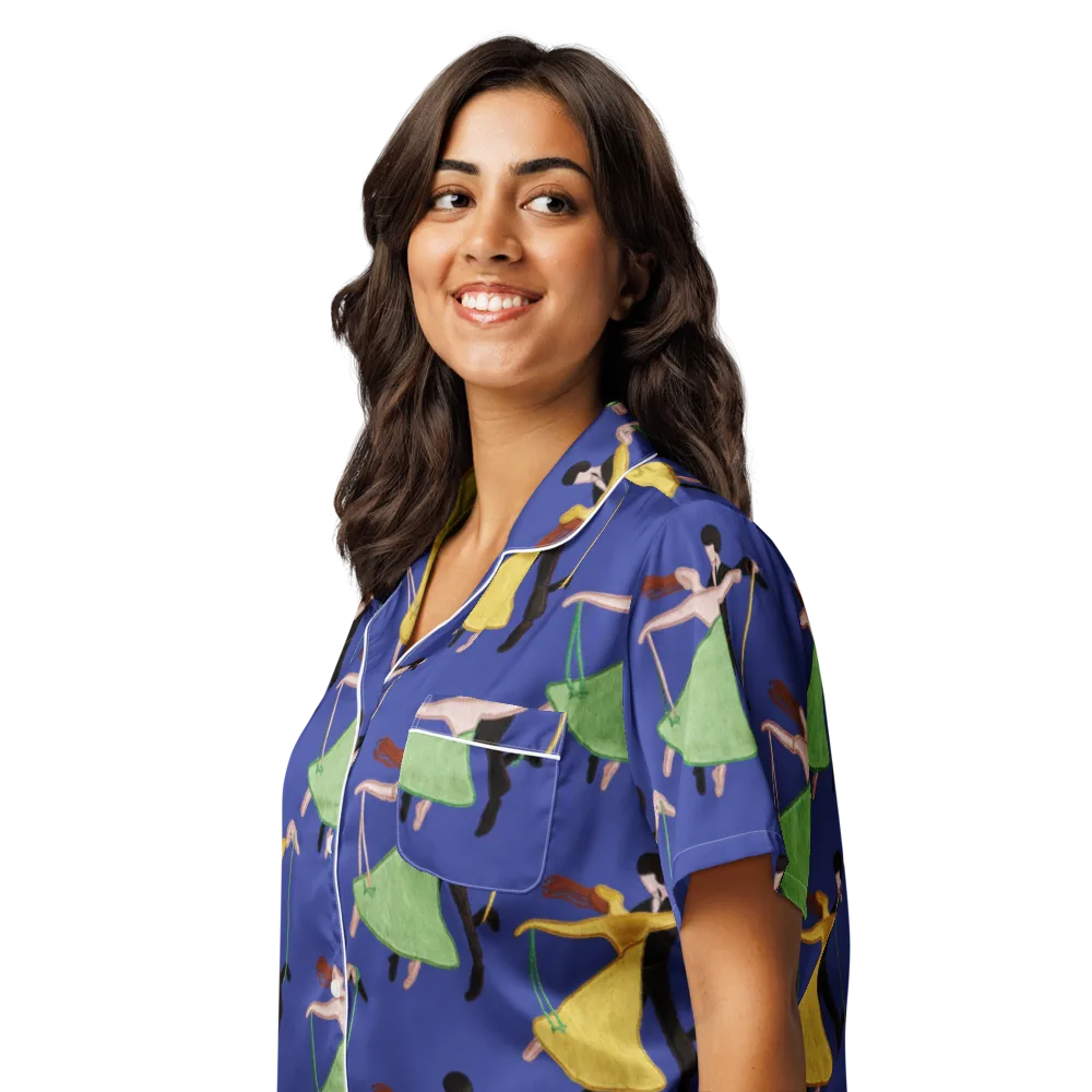 Swingtime Silhouettes on Women's Short Sleeve Pajama Top — Left Front