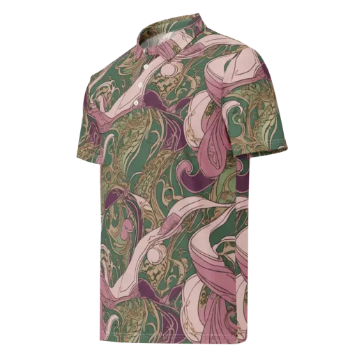 Mauve Arabesque on a Men's Slim Fit Polo Shirt