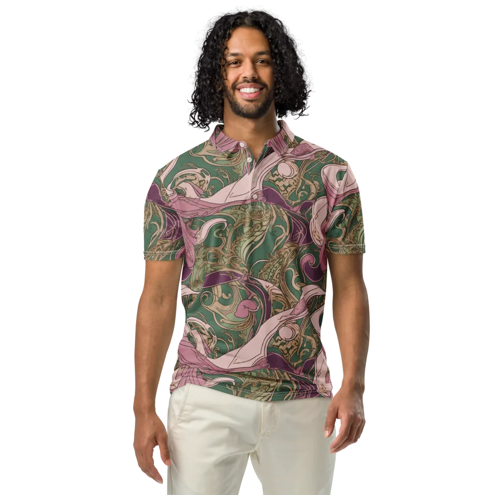 Mauve Arabesque on Men's Slim Fit Polo Shirt — Front