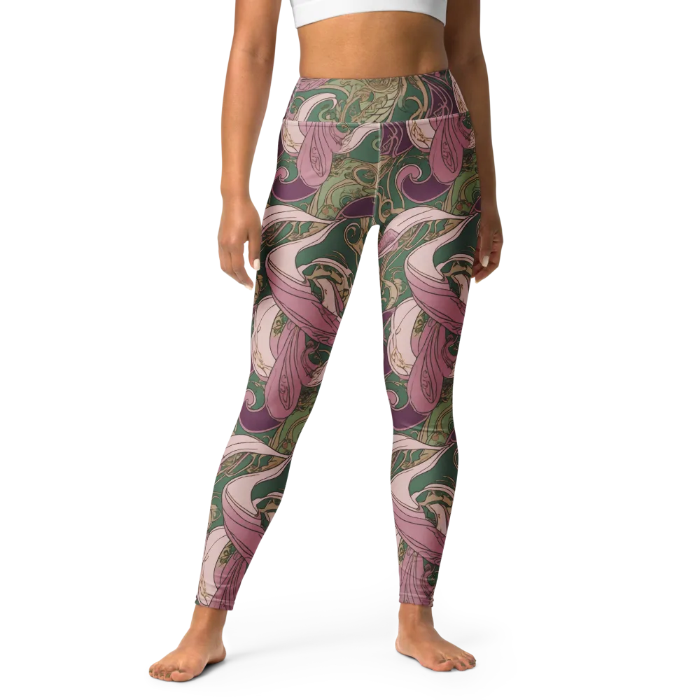 Mauve Arabesque on Yoga Leggings — Front