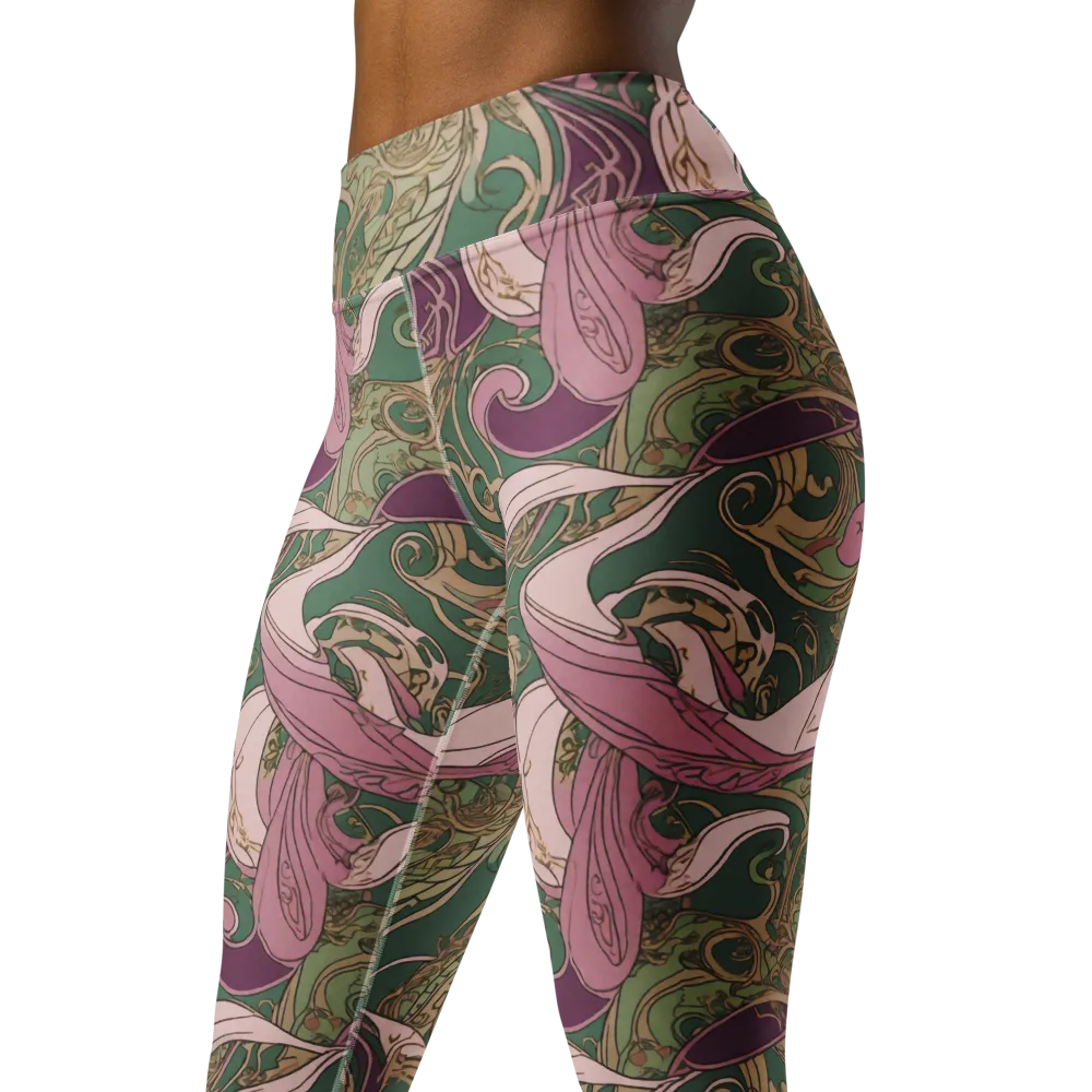 Mauve Arabesque on Yoga Leggings — Left Front