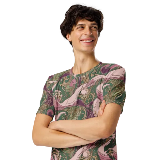 Mauve Arabesque on a Men's Crew Neck T-Shirt