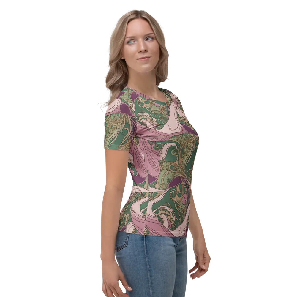 Mauve Arabesque on Women's Crew Neck T-Shirt — Right