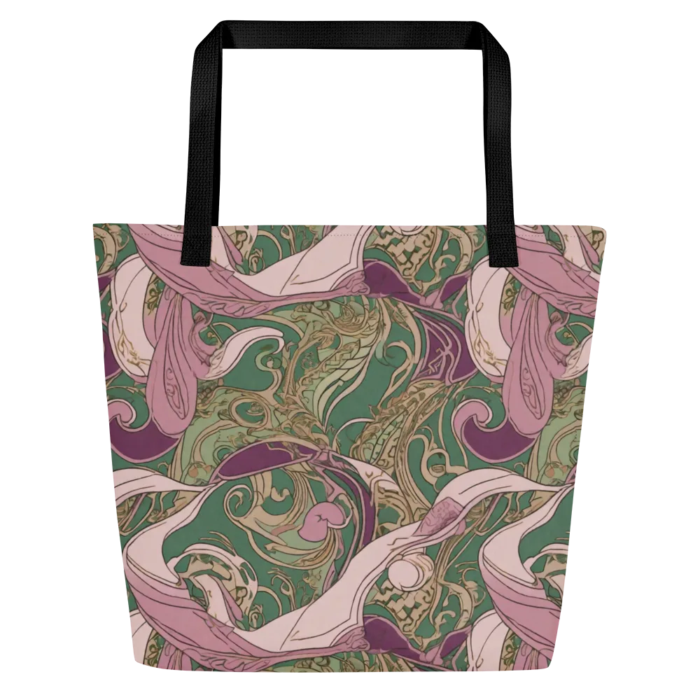 Mauve Arabesque on Large Tote Bag W/ Pocket — Front