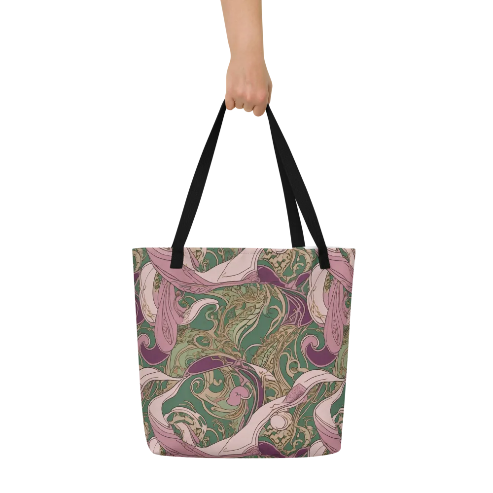 Mauve Arabesque on Large Tote Bag W/ Pocket — Front