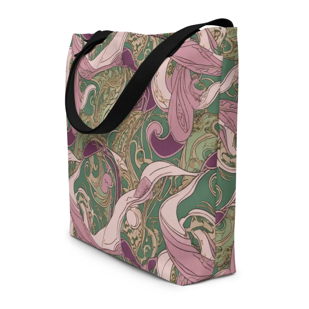 Mauve Arabesque on Large Tote Bag W/ Pocket — Front