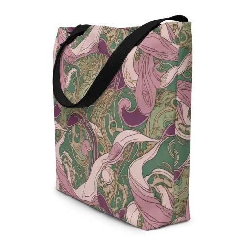 Mauve Arabesque on a Large Tote Bag W/ Pocket