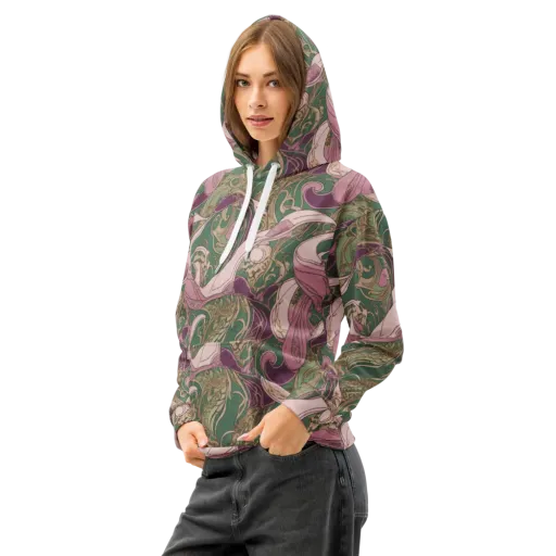 Mauve Arabesque on a Cotton Hoodie