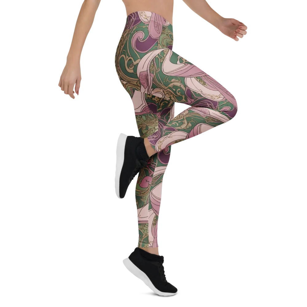 Mauve Arabesque on Leggings — Right