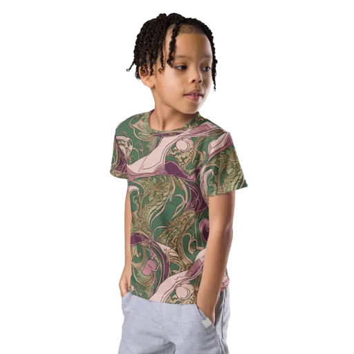 Mauve Arabesque on a Kids Crew Neck T-Shirt