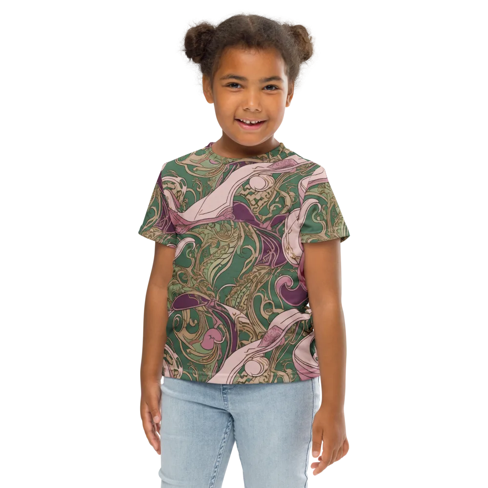 Mauve Arabesque on Kids Crew Neck T-Shirt — Front