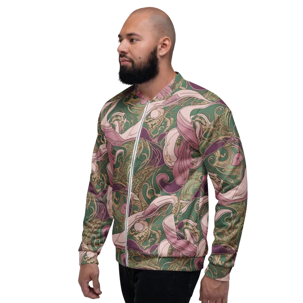 Mauve Arabesque on Bomber Jacket — Left