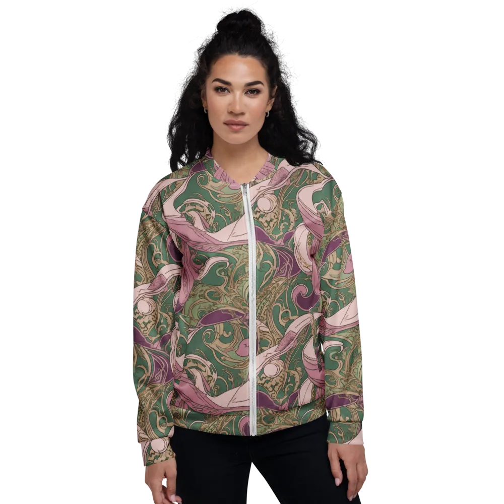 Mauve Arabesque on Bomber Jacket — Front