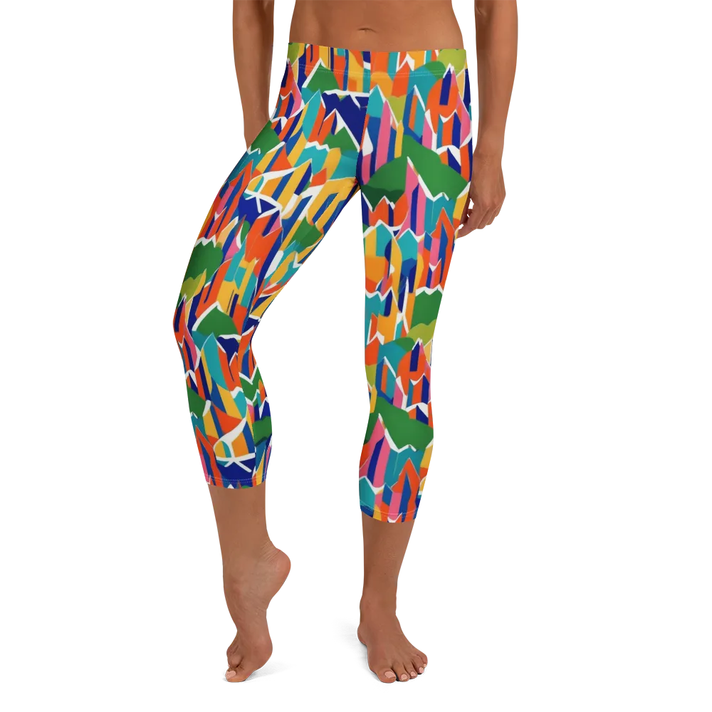 Chromatic Peaks on Capri Leggings — Front