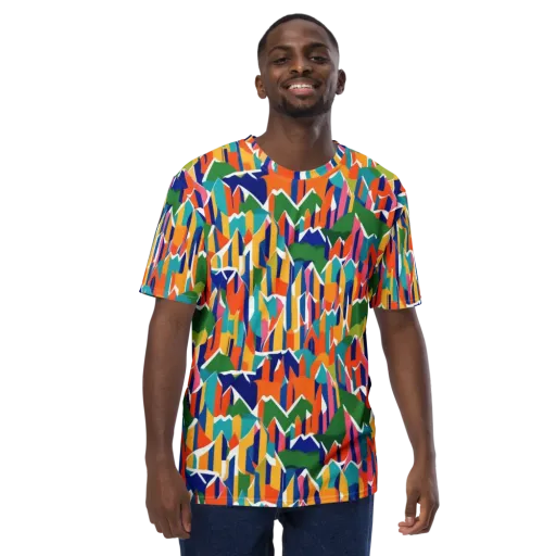 Chromatic Peaks on a Men's Crew Neck T-Shirt
