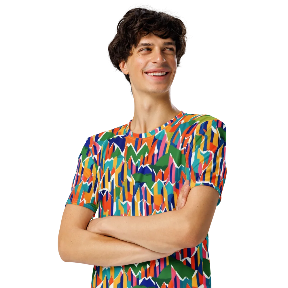 Chromatic Peaks on Men's Crew Neck T-Shirt — Left Front