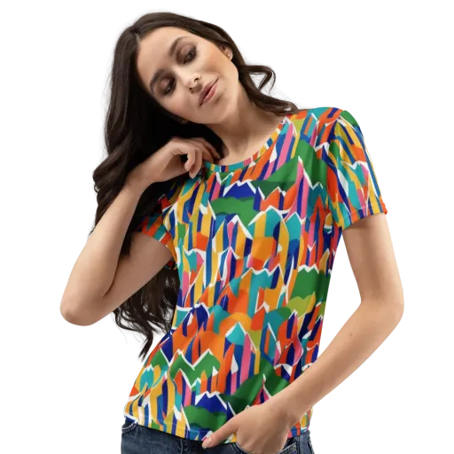 Chromatic Peaks on a Women's Crew Neck T-Shirt