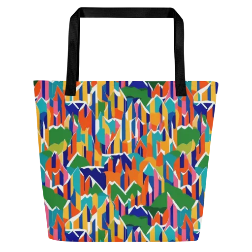 Chromatic Peaks on a Large Tote Bag W/ Pocket
