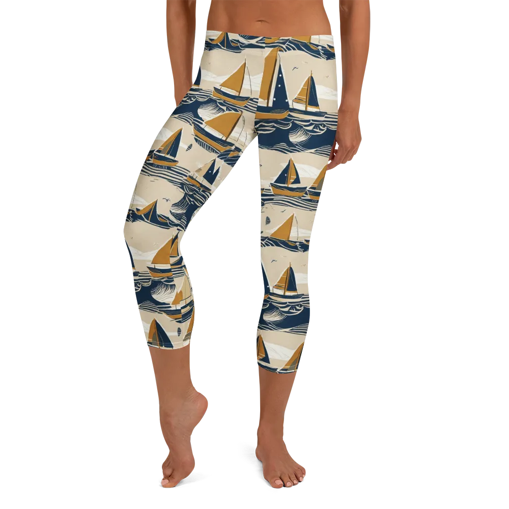 Saffron Sail on Capri Leggings — Front