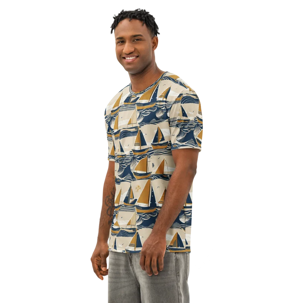 Saffron Sail on Men's Cotton Crew Neck T-Shirt — Left Front