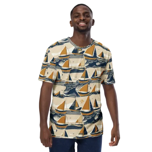 Saffron Sail on a Men's Crew Neck T-Shirt