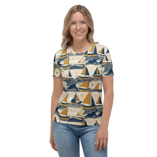 Saffron Sail on a Women's Crew Neck T-Shirt