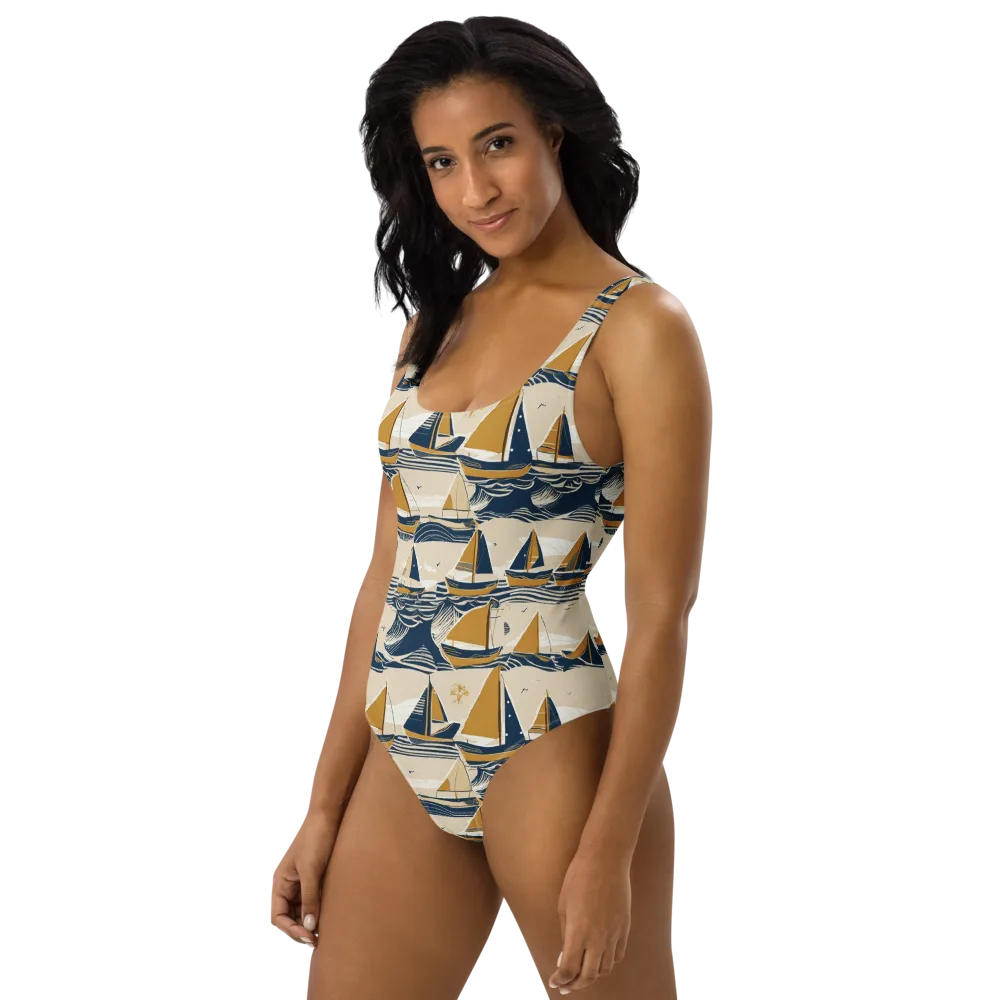 Saffron Sail on One-Piece Swimsuit — Left