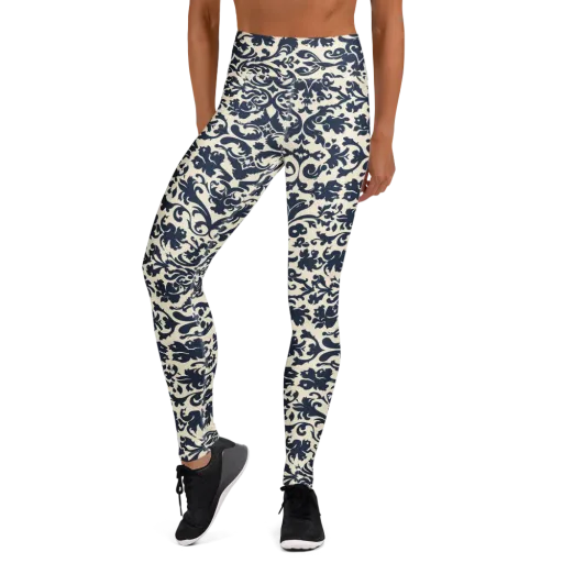 Navy Baroque on a Yoga Leggings