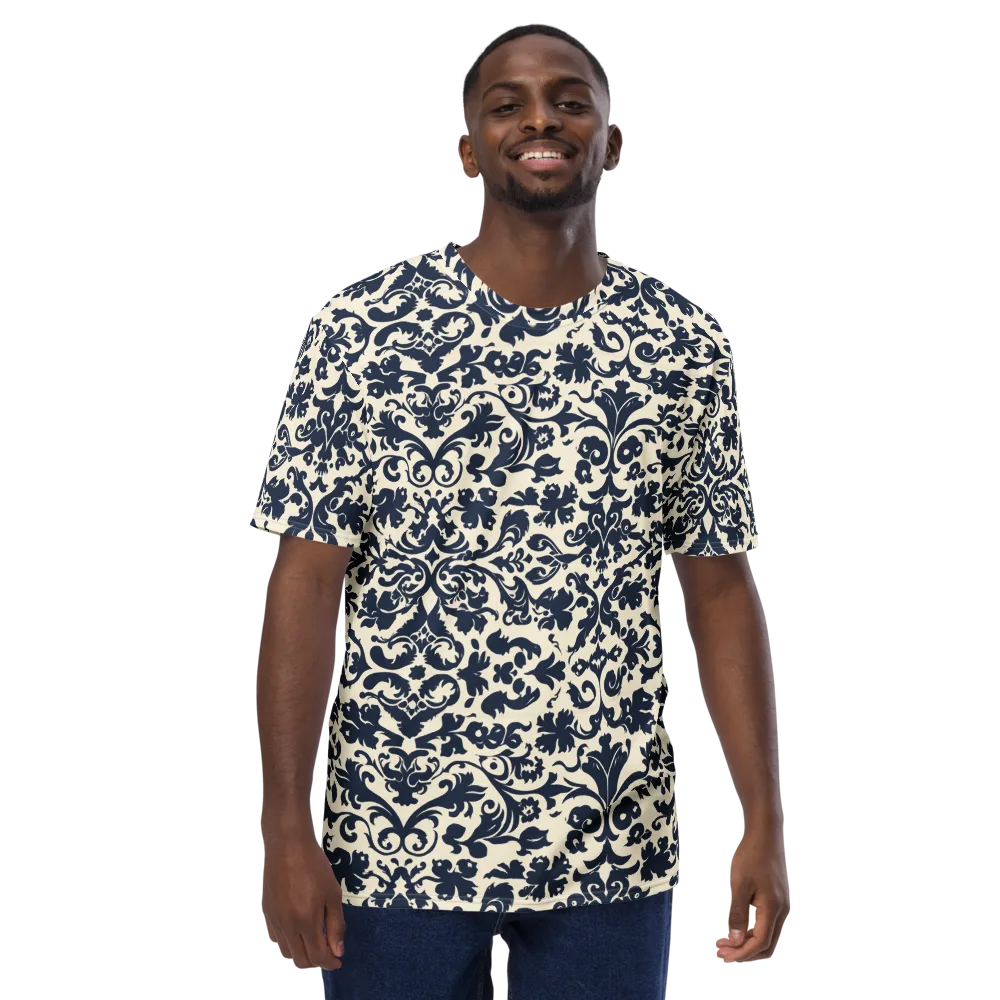 Navy Baroque on Men's Crew Neck T-Shirt — Front
