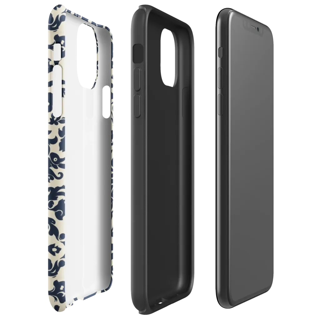 Navy Baroque on Tough Case for iPhone® — Right