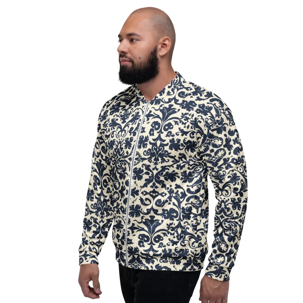 Navy Baroque on Bomber Jacket — Left
