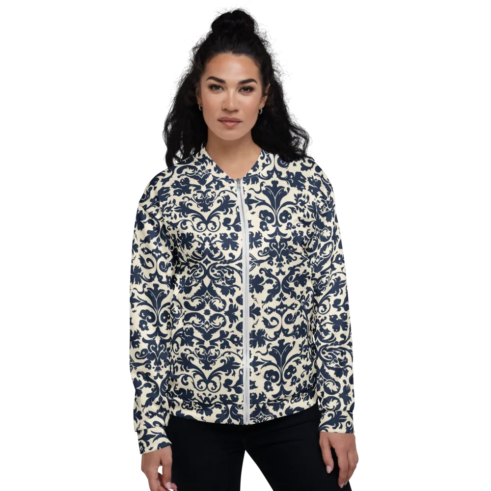 Navy Baroque on Bomber Jacket — Front