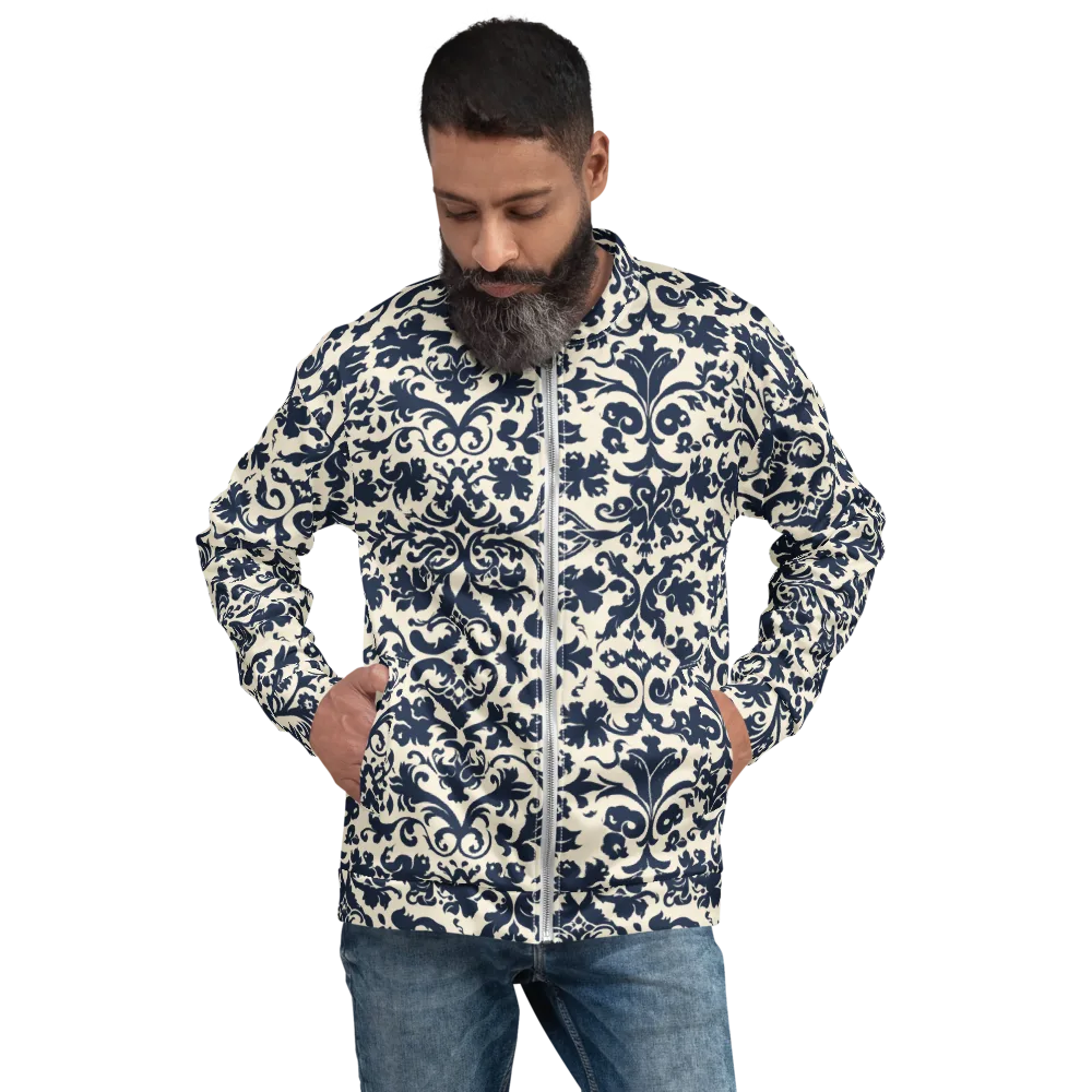 Navy Baroque on Bomber Jacket — Front