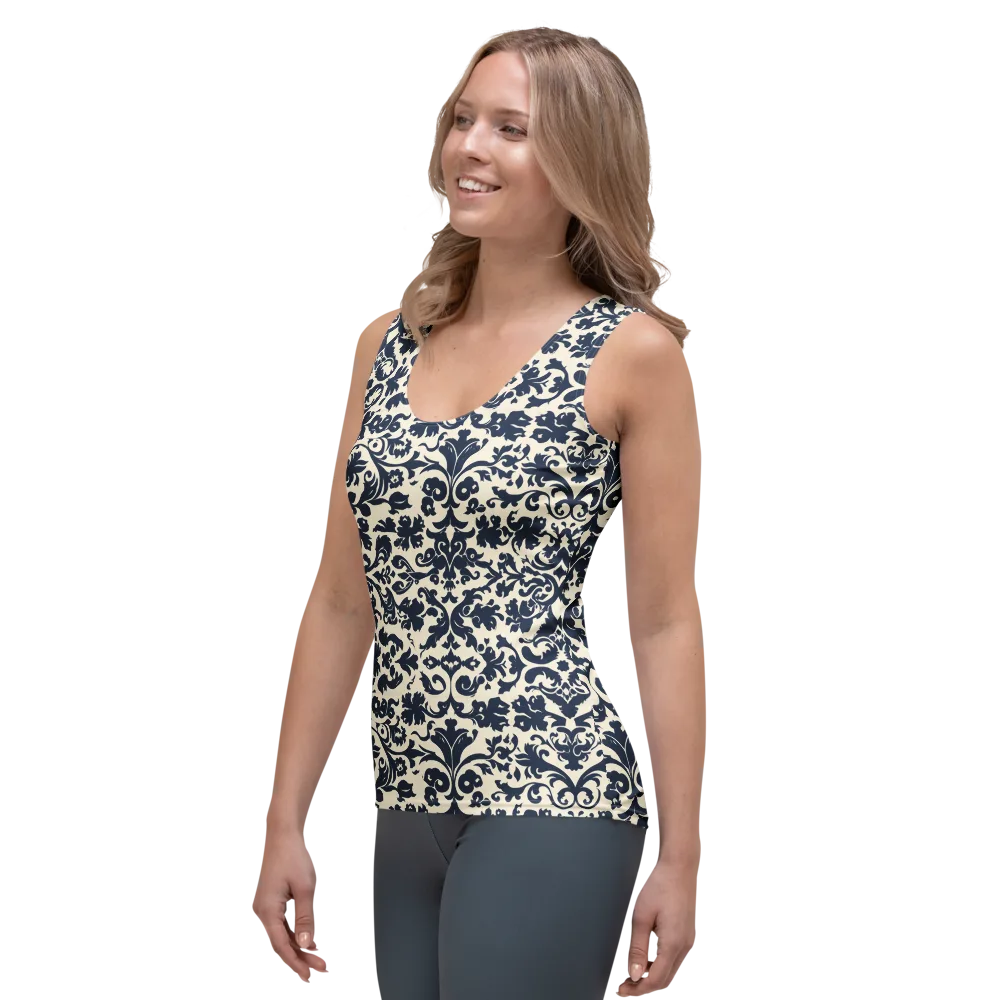 Navy Baroque on Women's Tank Top — Left Front