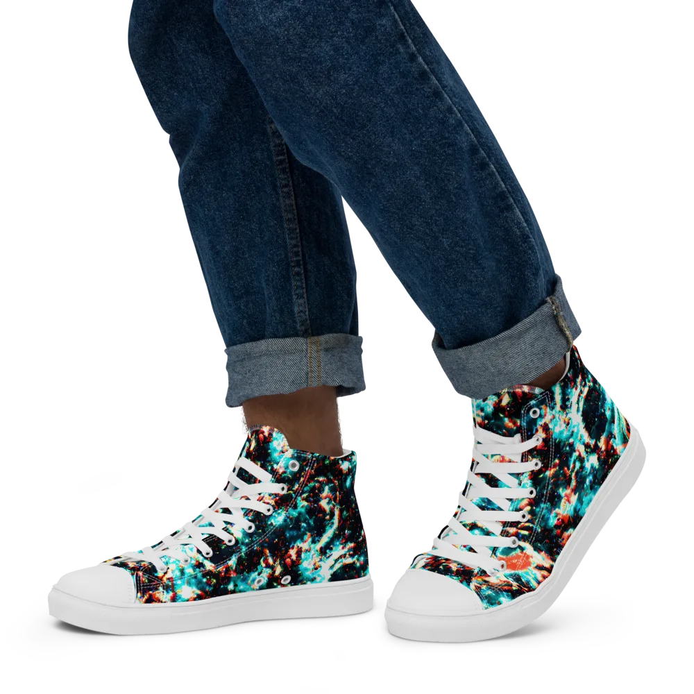 Whirlpool Dream on Men's High Top Canvas Shoes — Left