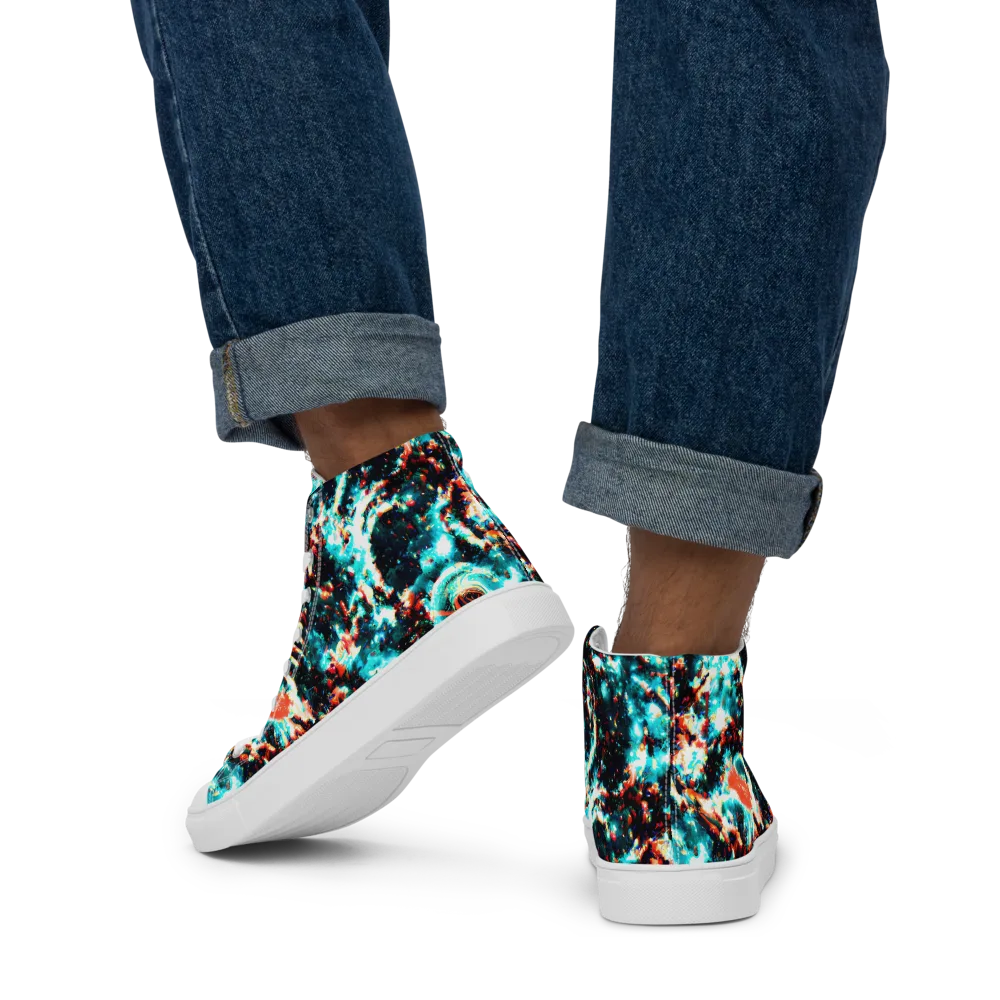 Whirlpool Dream on Men's High Top Canvas Shoes — Back