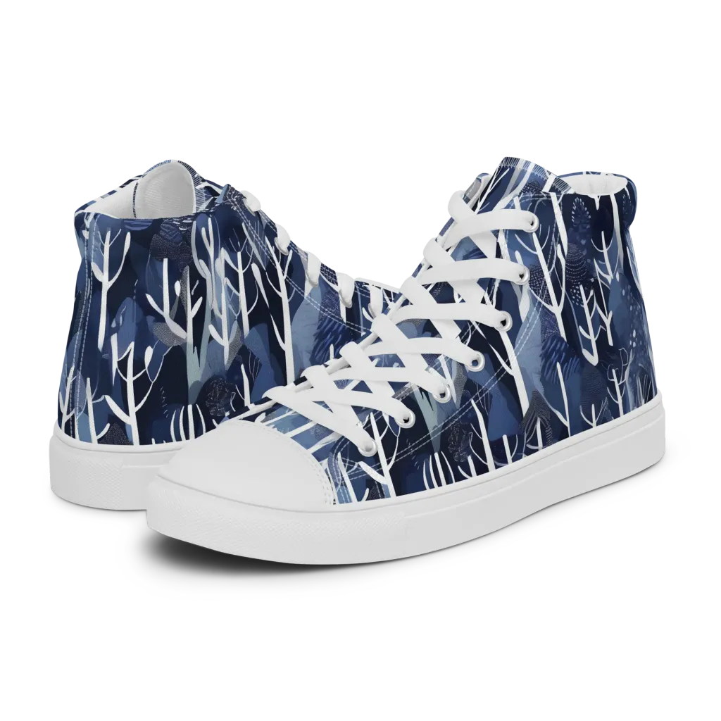 Midnight Grove on Men's High Top Canvas Shoes — Left