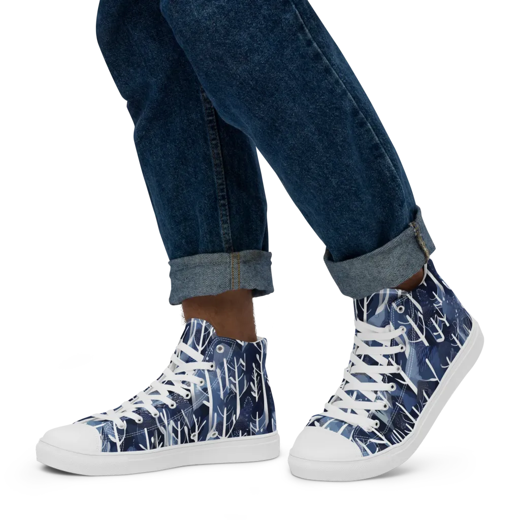 Midnight Grove on Men's High Top Canvas Shoes — Left