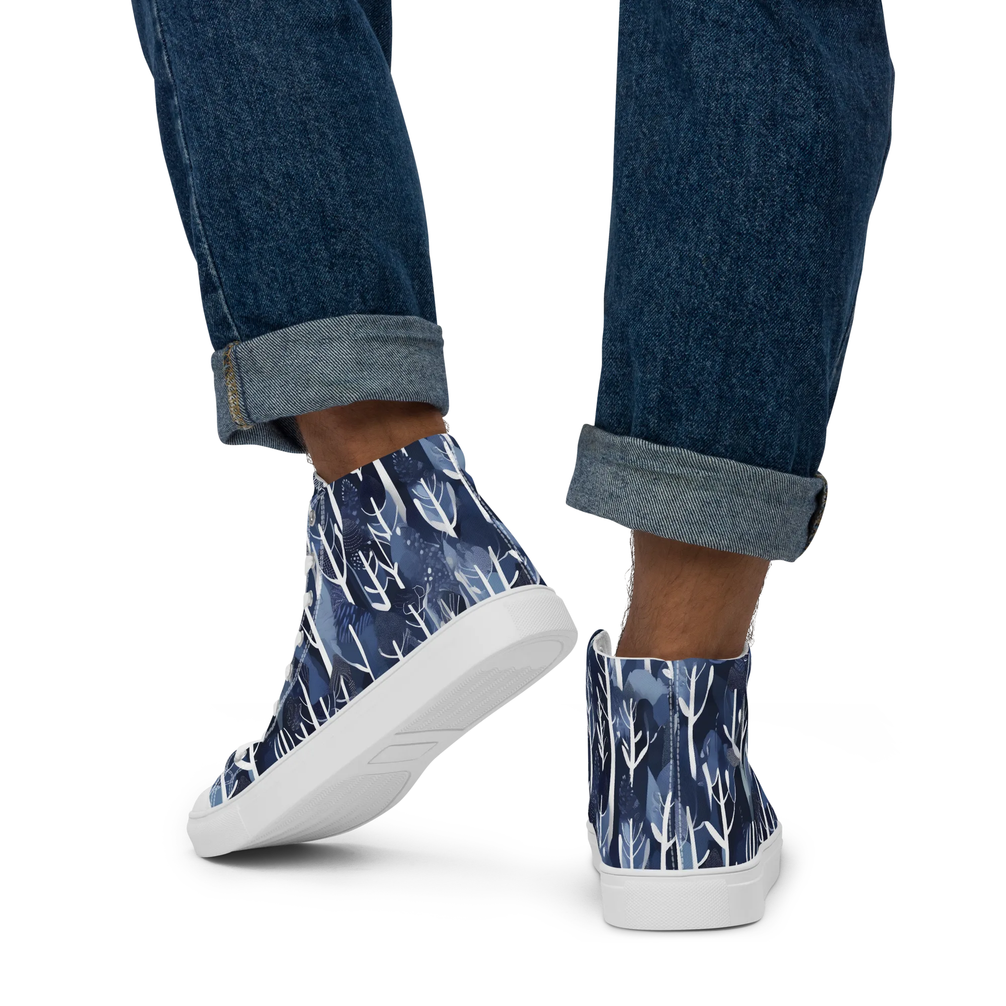 Midnight Grove on Men's High Top Canvas Shoes — Back
