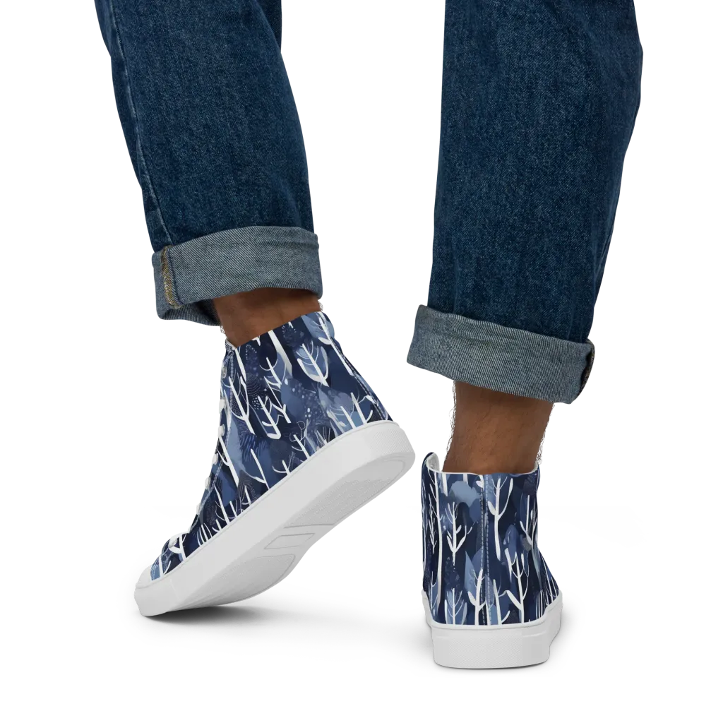 Midnight Grove on Men's High Top Canvas Shoes — Back