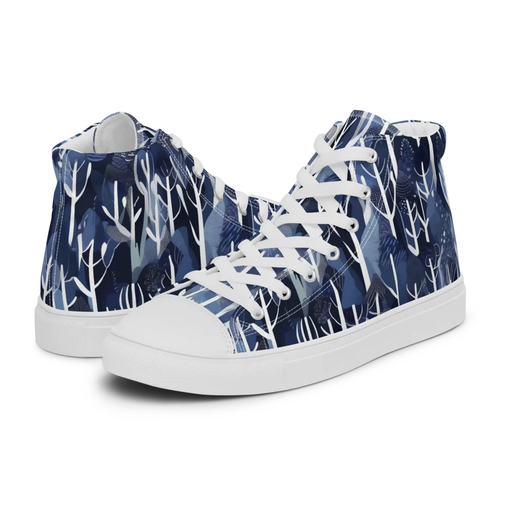 Midnight Grove on Women's High Top Canvas Shoes — Left