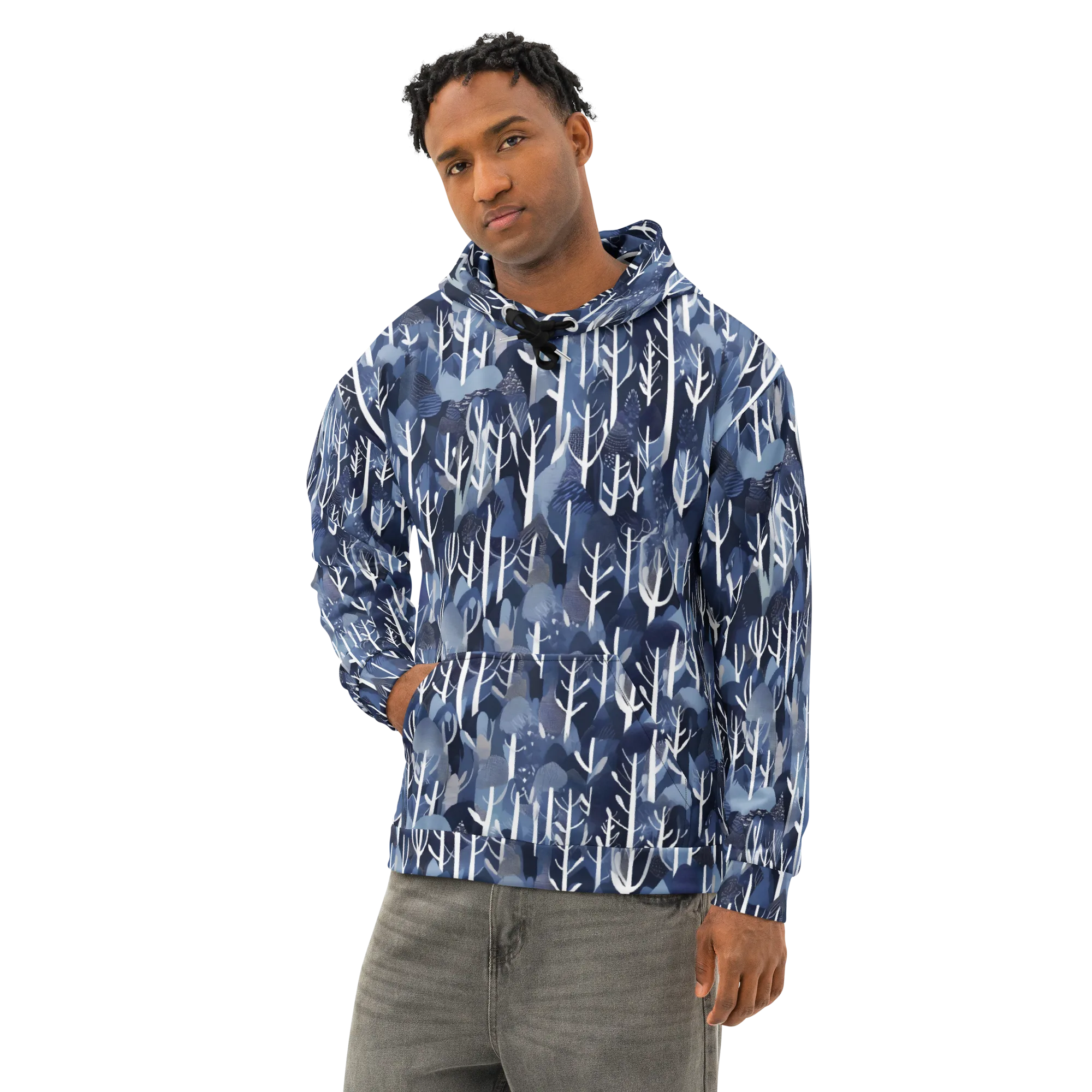 Midnight Grove on Cotton Hoodie — Left Front