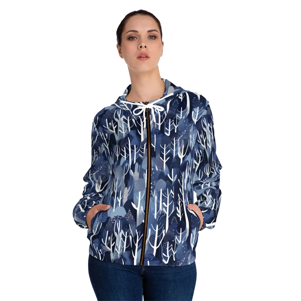 Midnight Grove on Women's Full-Zip Hoodie — Front On Person