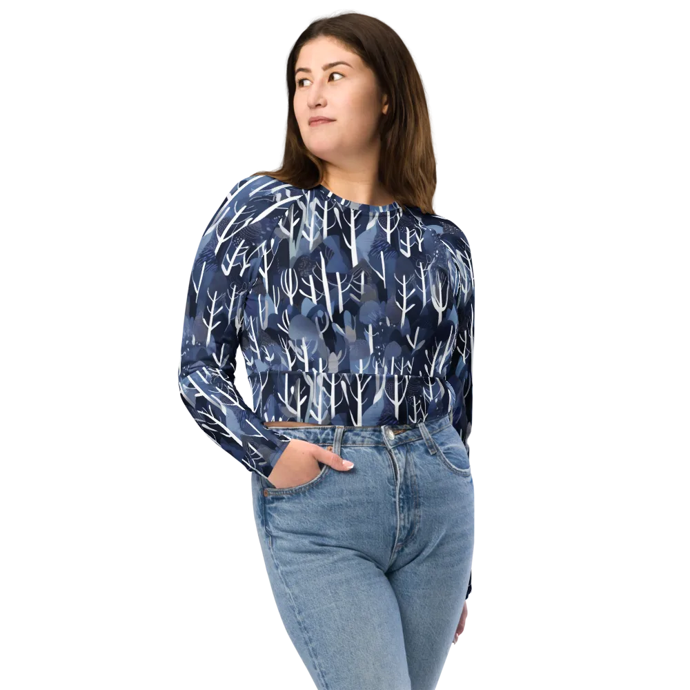 Midnight Grove on Long Sleeve Crop Top — Front