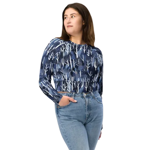 Midnight Grove on a Long Sleeve Crop Top